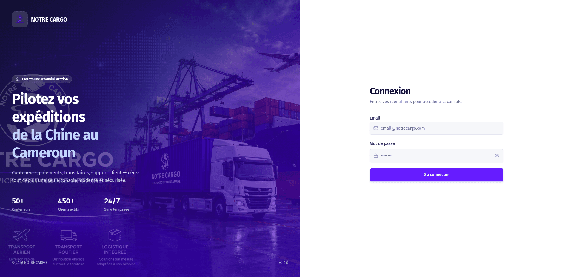 Admin dashboard