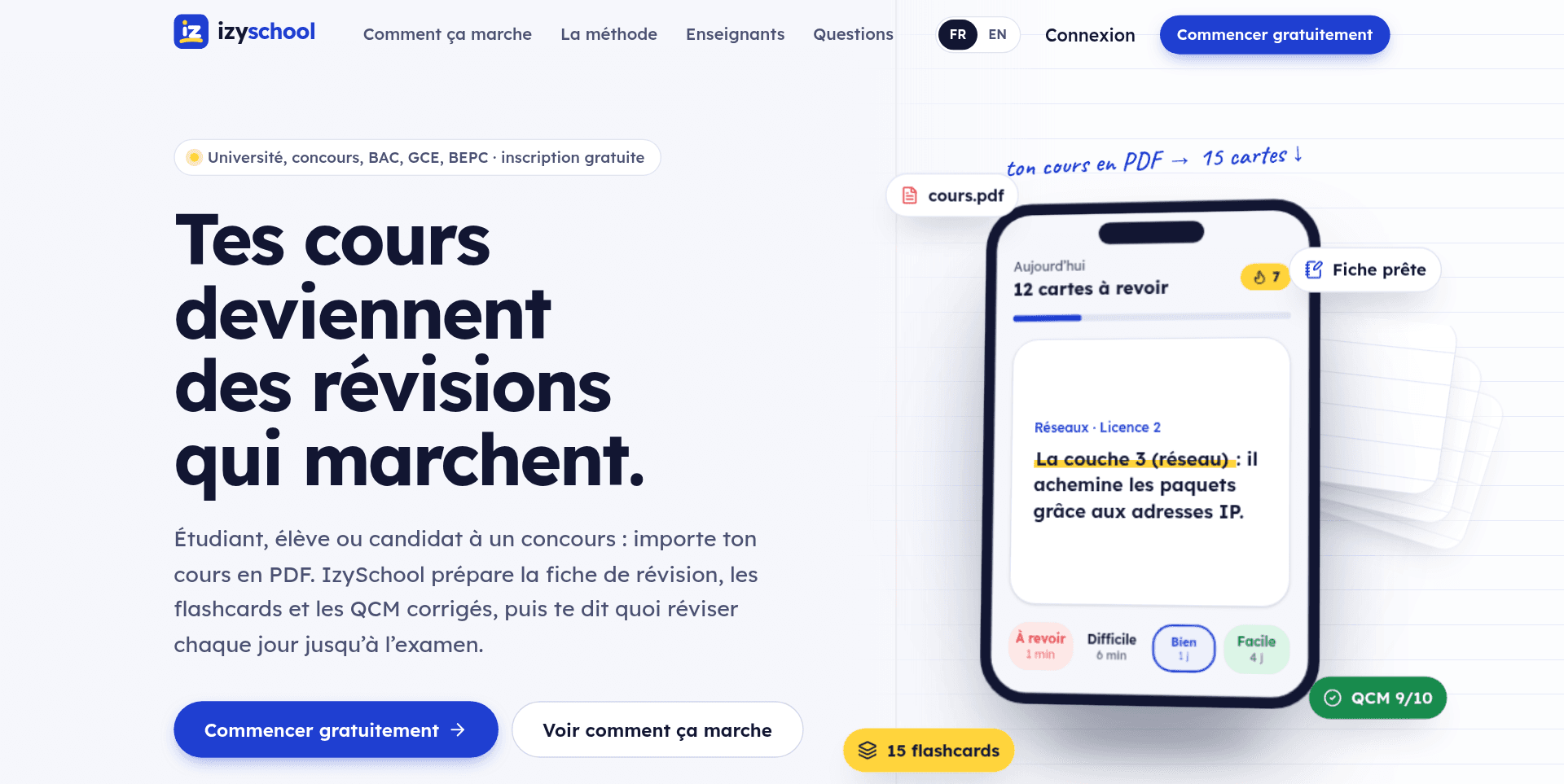 Page d’accueil d’IzySchool